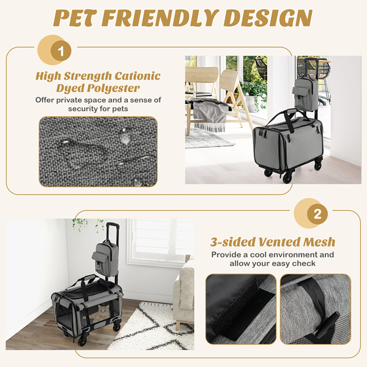 Soft Rolling Pet Carrier