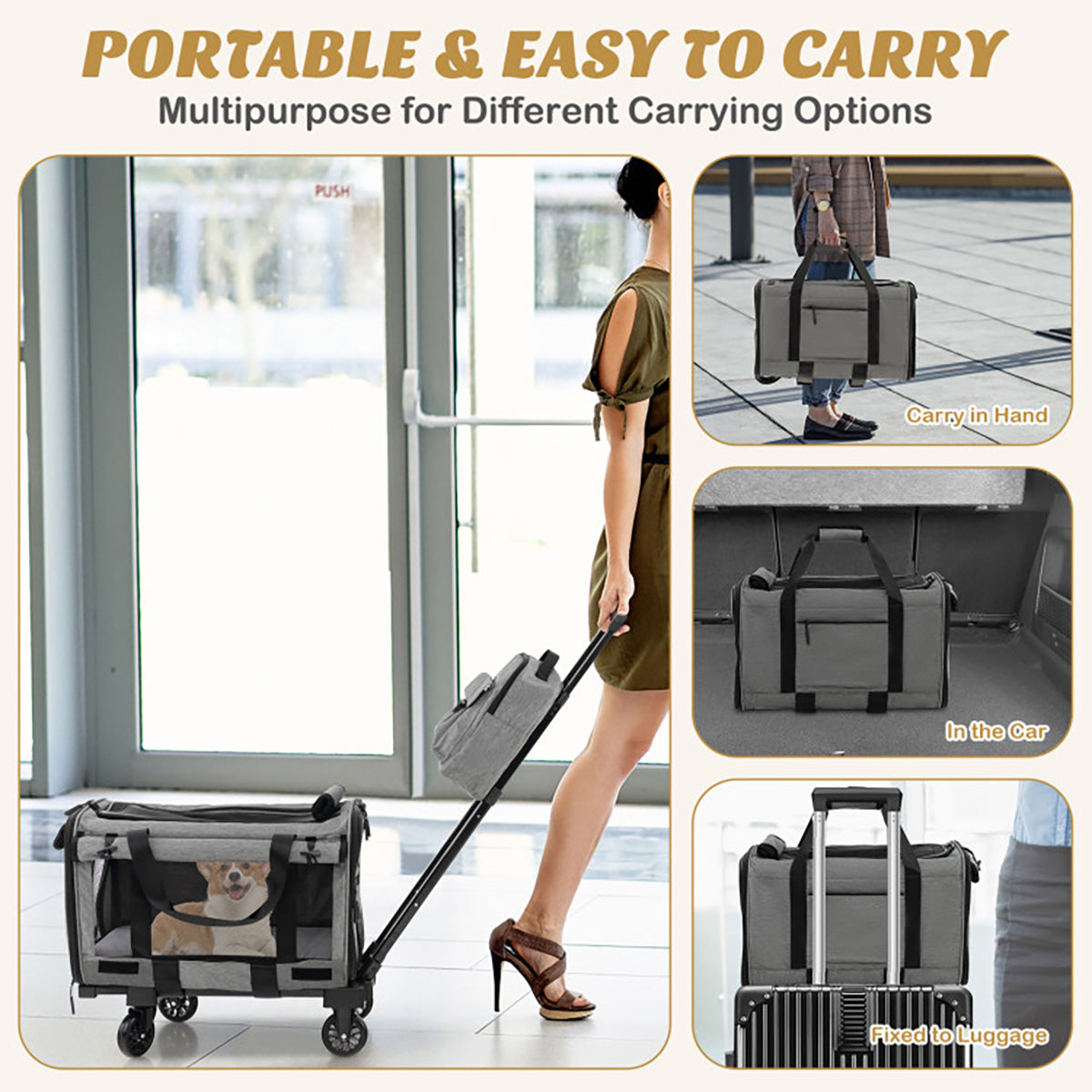 Soft Rolling Pet Carrier