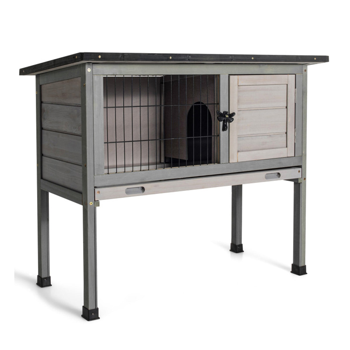 Elevated Rabbit Hutch with Hinged Roof