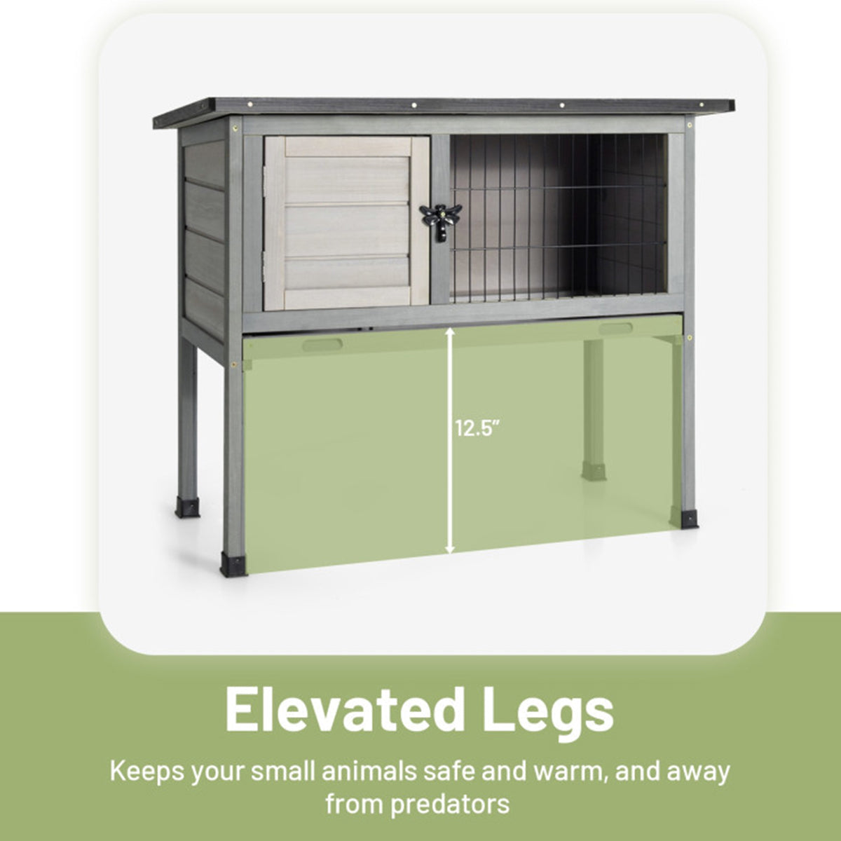 Elevated Rabbit Hutch with Hinged Roof