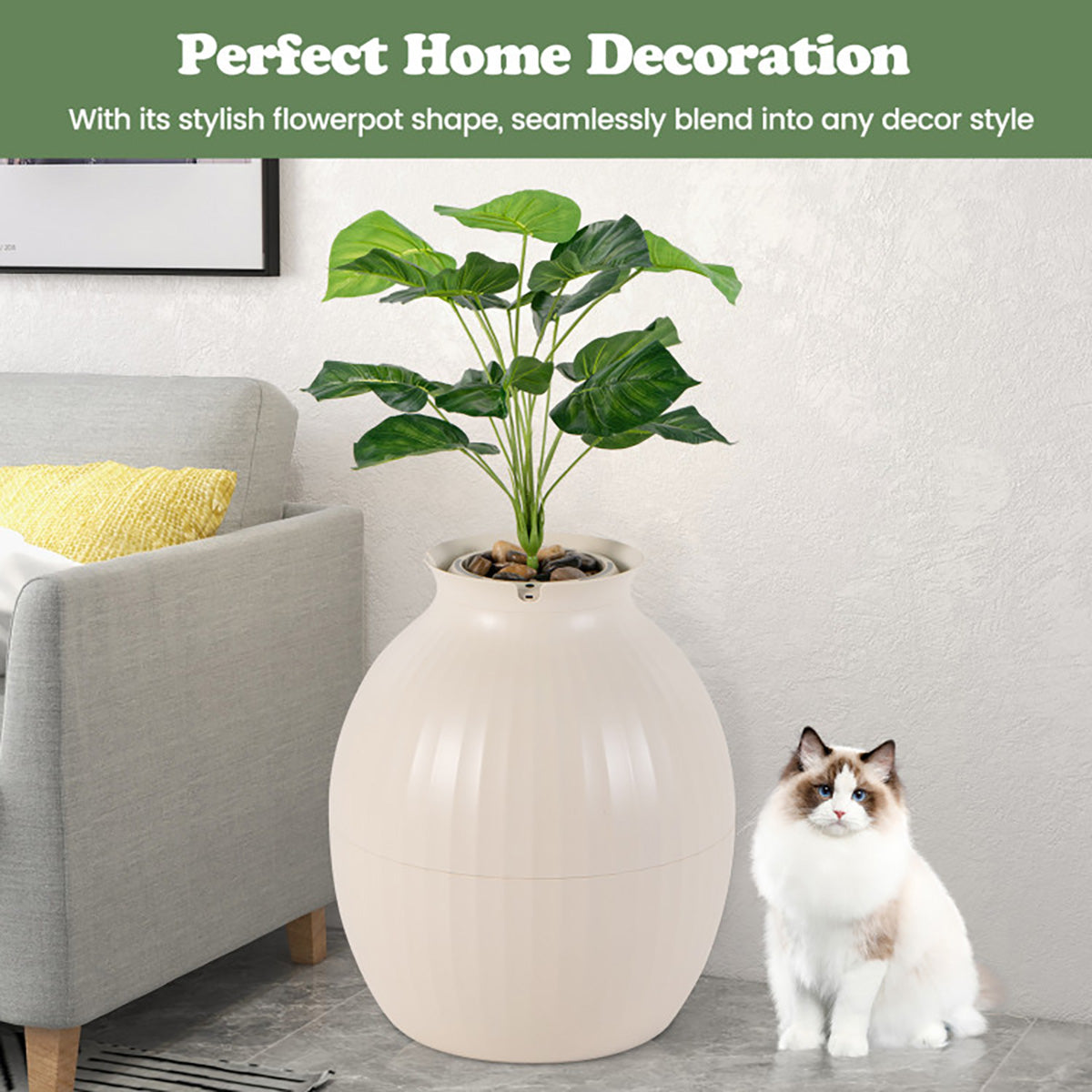Smart Plant Hidden Litter Box with Odor Control