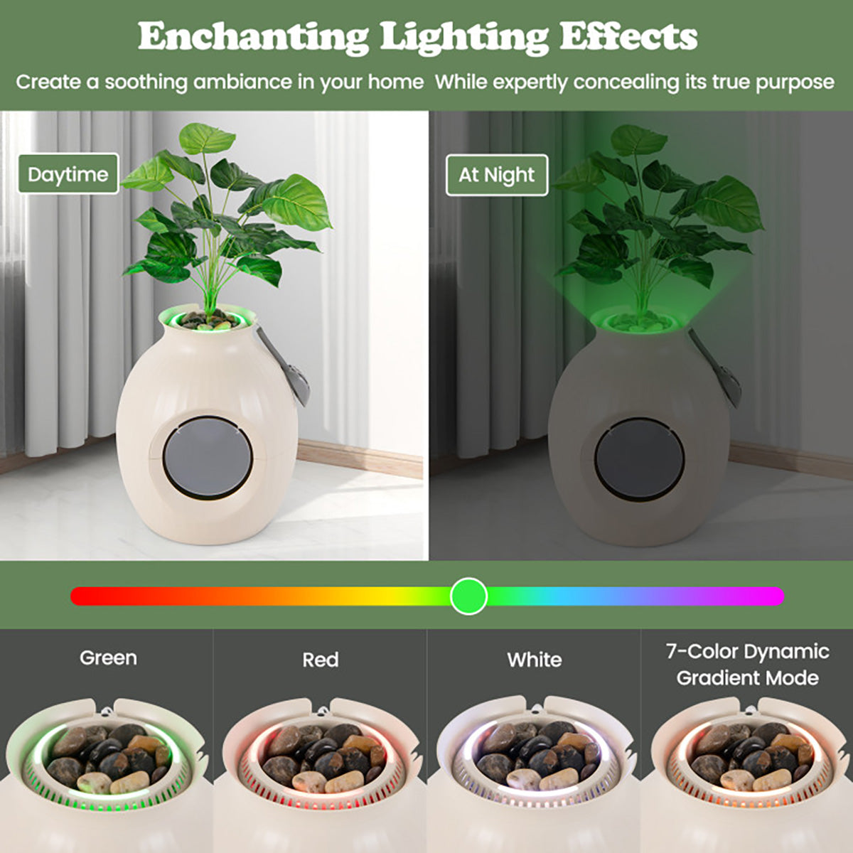 Smart Plant Hidden Litter Box with Odor Control