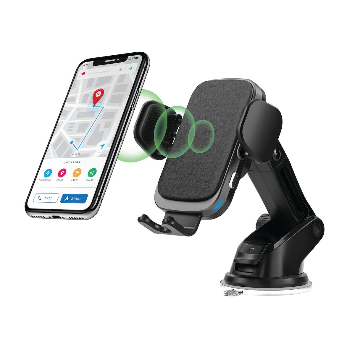 Car and Driver Auto Clamping Car Mount with Wireless Charging