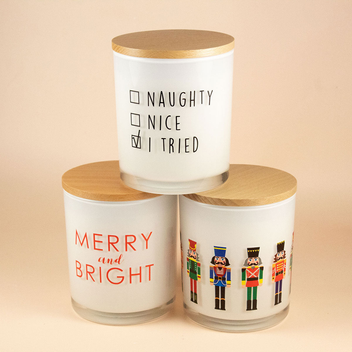 Christmas Printed Candles (3 Pack)