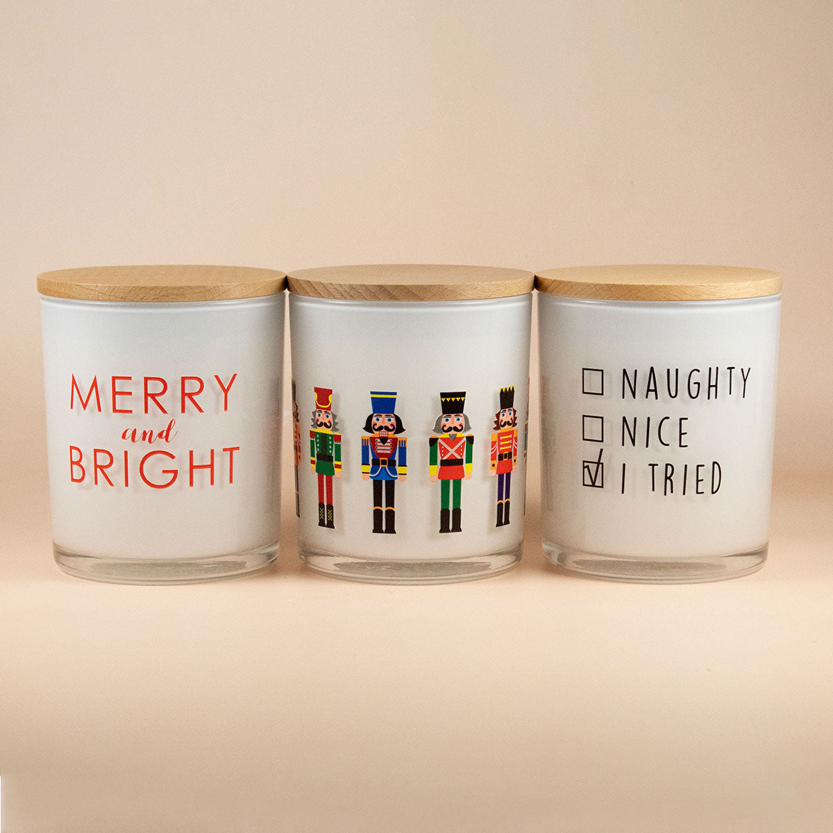 Christmas Printed Candles (3 Pack)