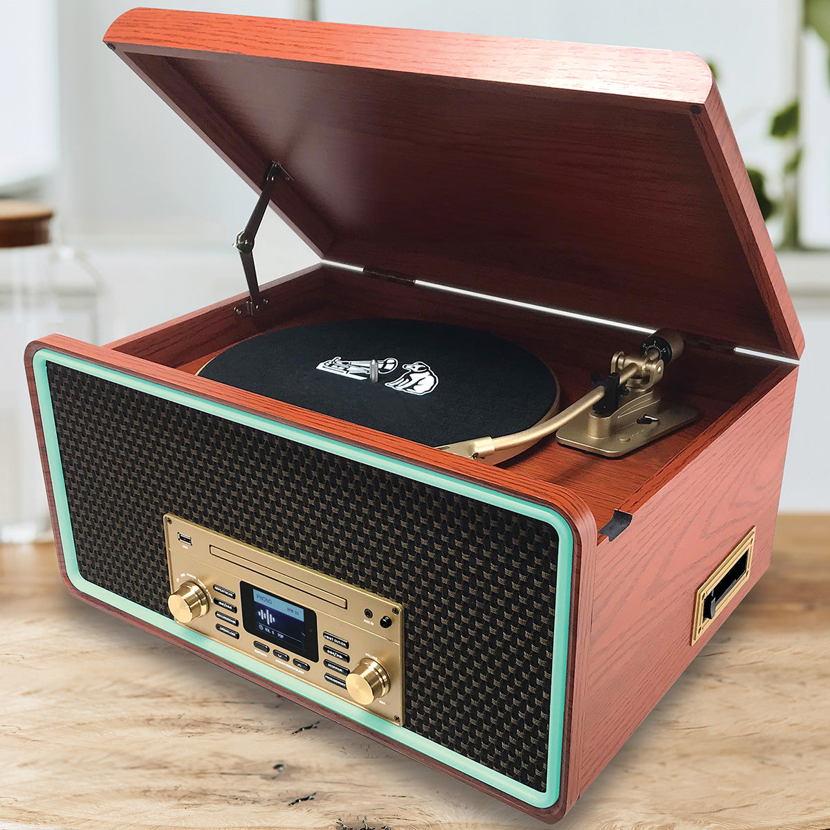 8-in-1 Bluetooth Record Player Multimedia Center