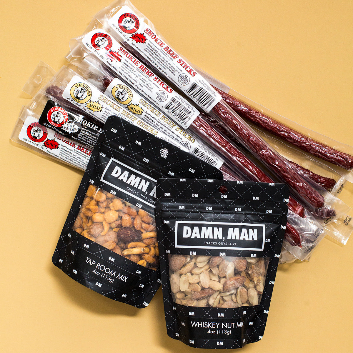 Damn, Man Gourmet Beef Sticks and Nuts Box