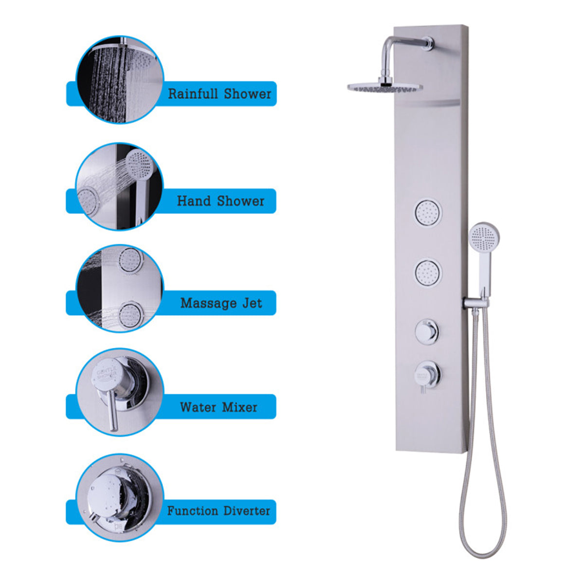 47'' Stainless Steel Massage Jet Shower Panel