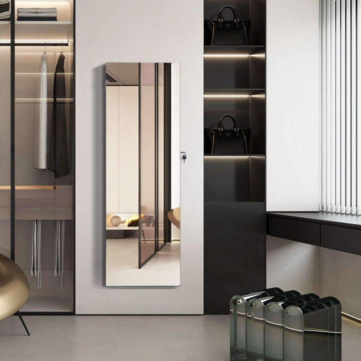 Mirrored Jewelry Cabinet Organizer