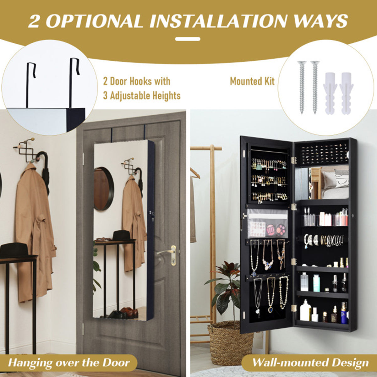 Mirrored Jewelry Cabinet Organizer
