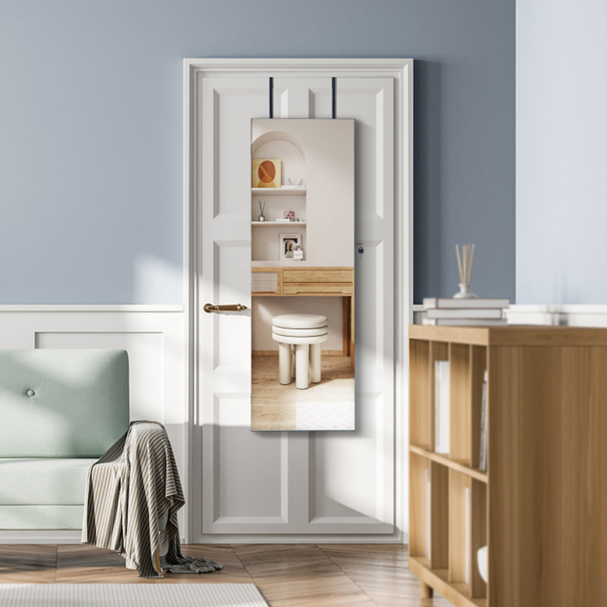 Mirrored Jewelry Cabinet Organizer