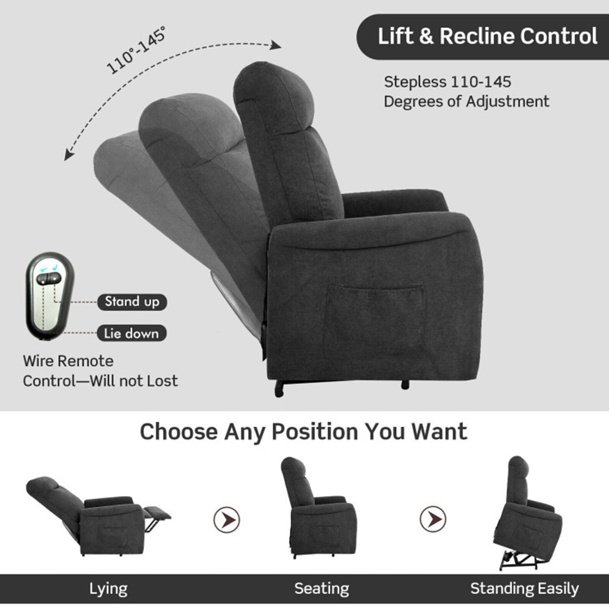 Electric Power Lift Recliner with Remote Control