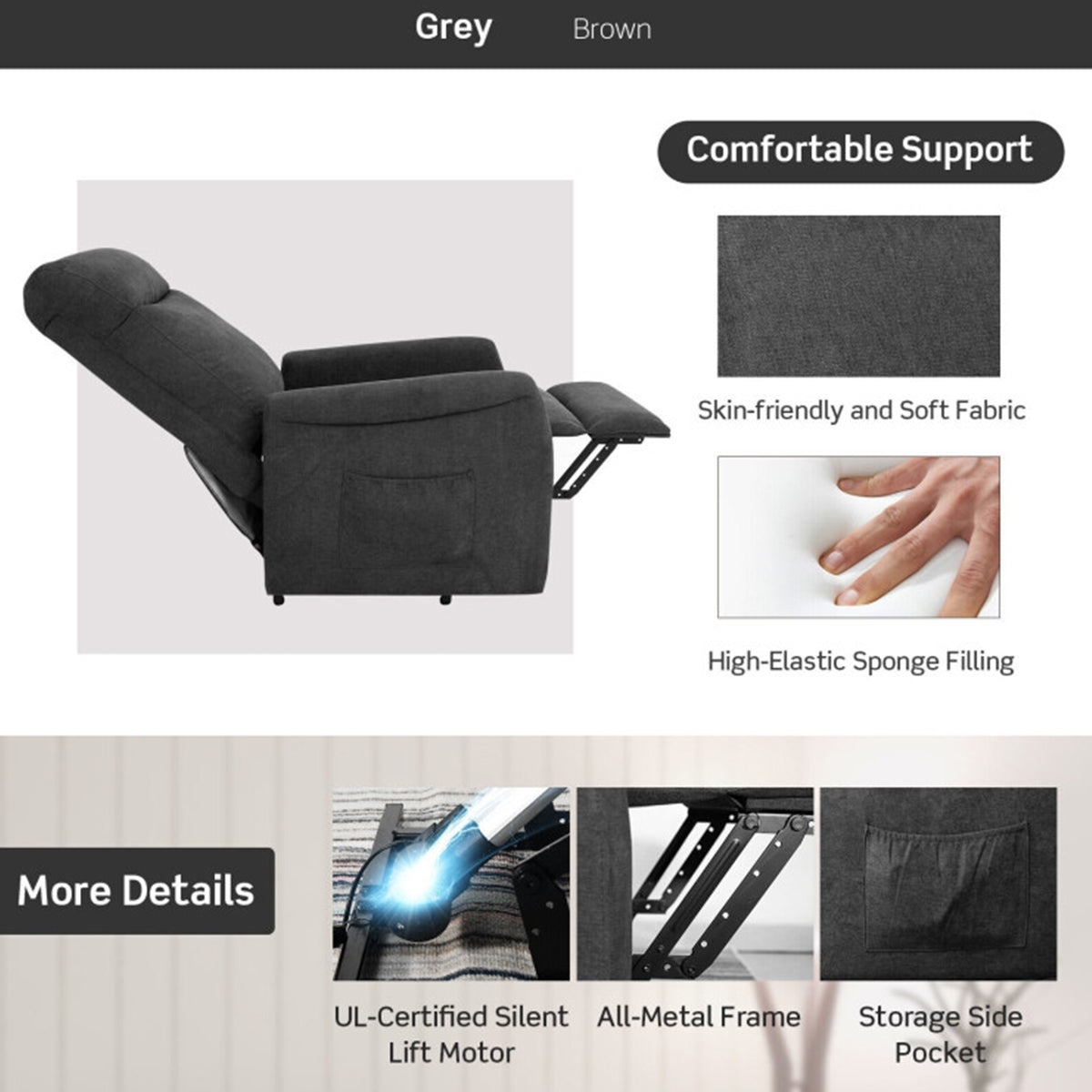 Electric Power Lift Recliner with Remote Control
