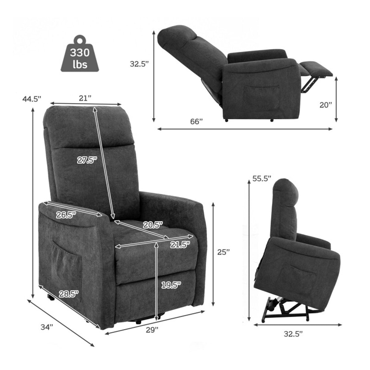 Electric Power Lift Recliner with Remote Control
