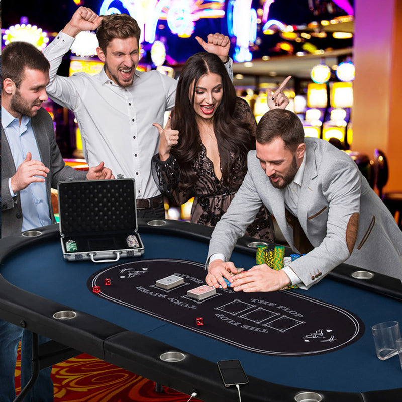 10-Player Foldable Poker Table with LED Lights