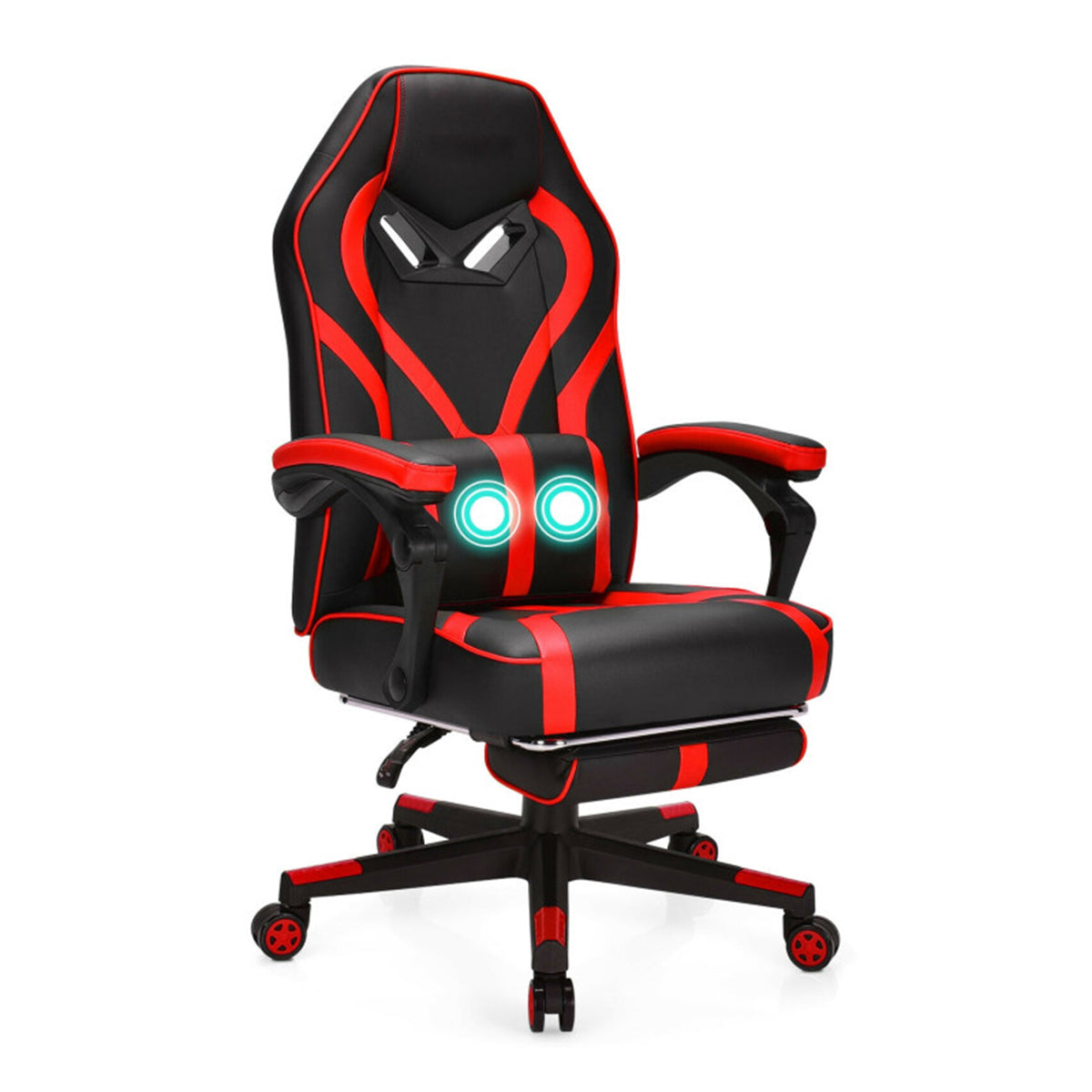 Racing Style Gaming Chair with Massaging Lumbar Support