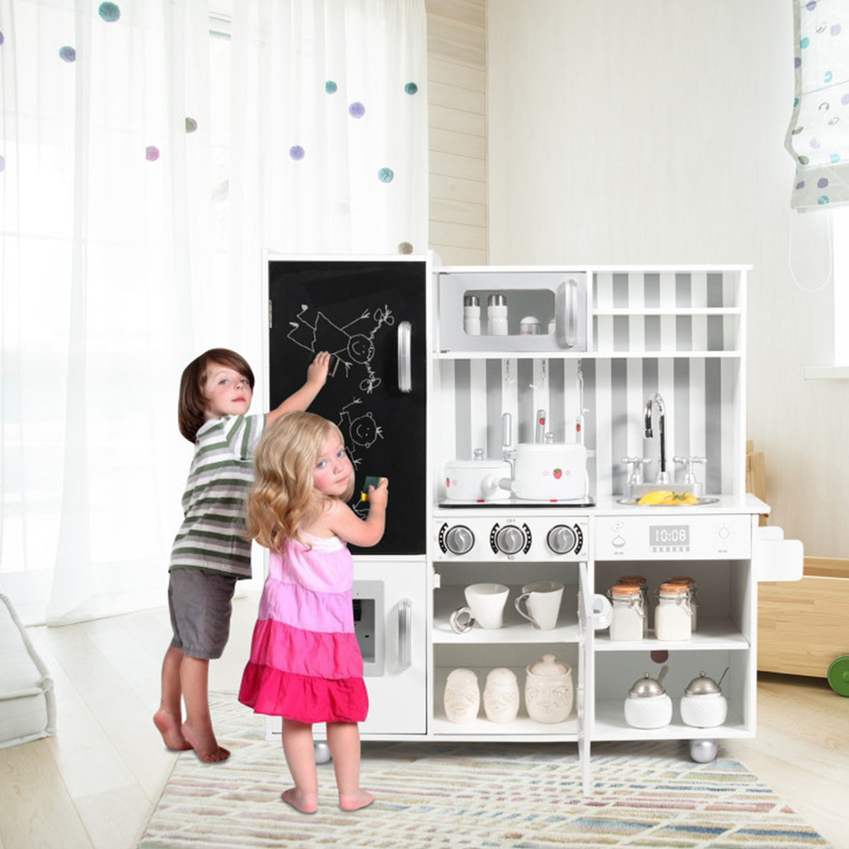 Wooden Pretend Play Kitchen with Sound