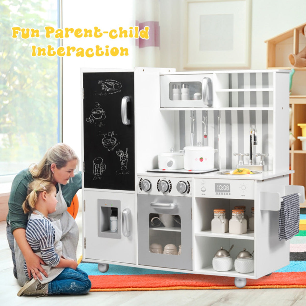 Wooden Pretend Play Kitchen with Sound