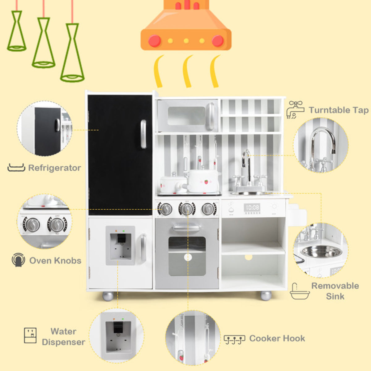 Wooden Pretend Play Kitchen with Sound