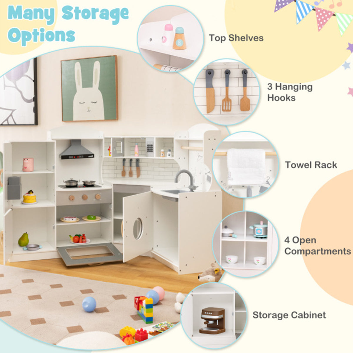 Corner Wooden Pretend Play Kitchen