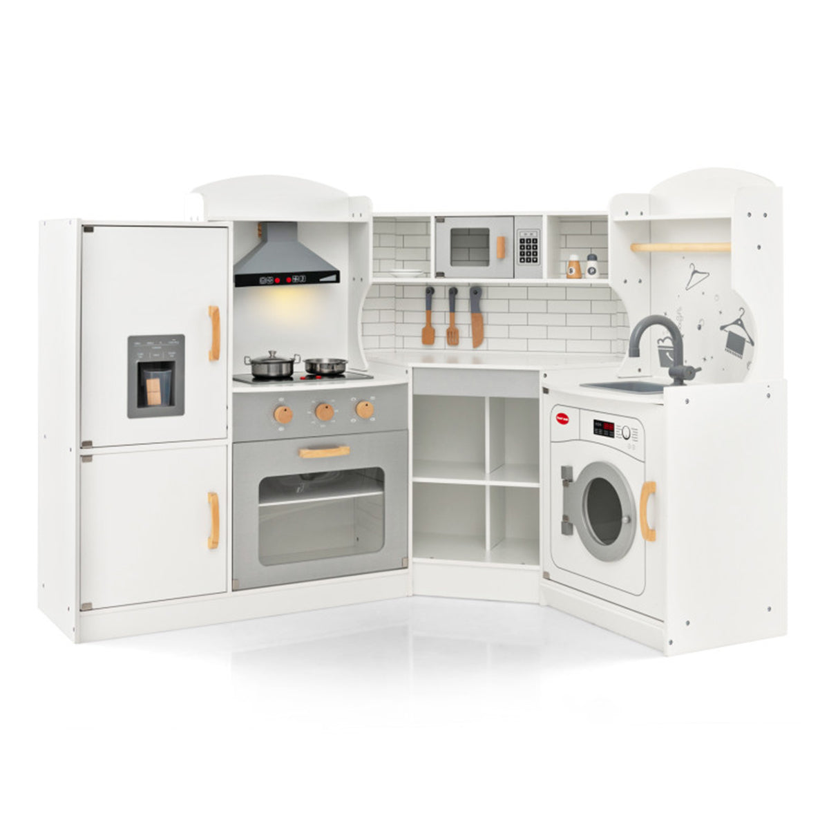 Corner Wooden Pretend Play Kitchen