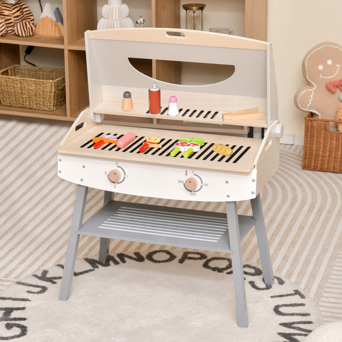 Kids Wooden Barbecue Grill Playset