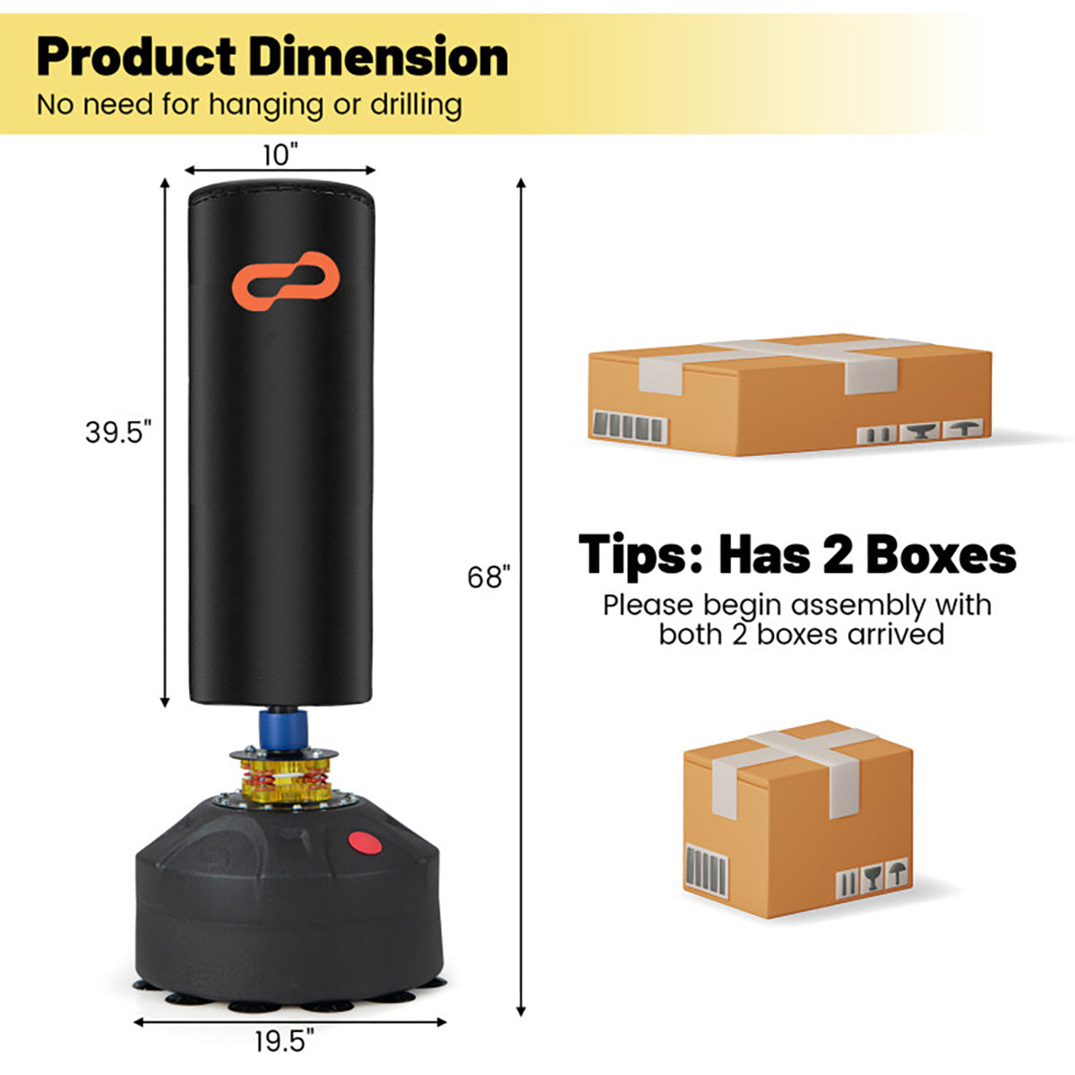 68'' Freestanding Punching and Kickboxing Bag