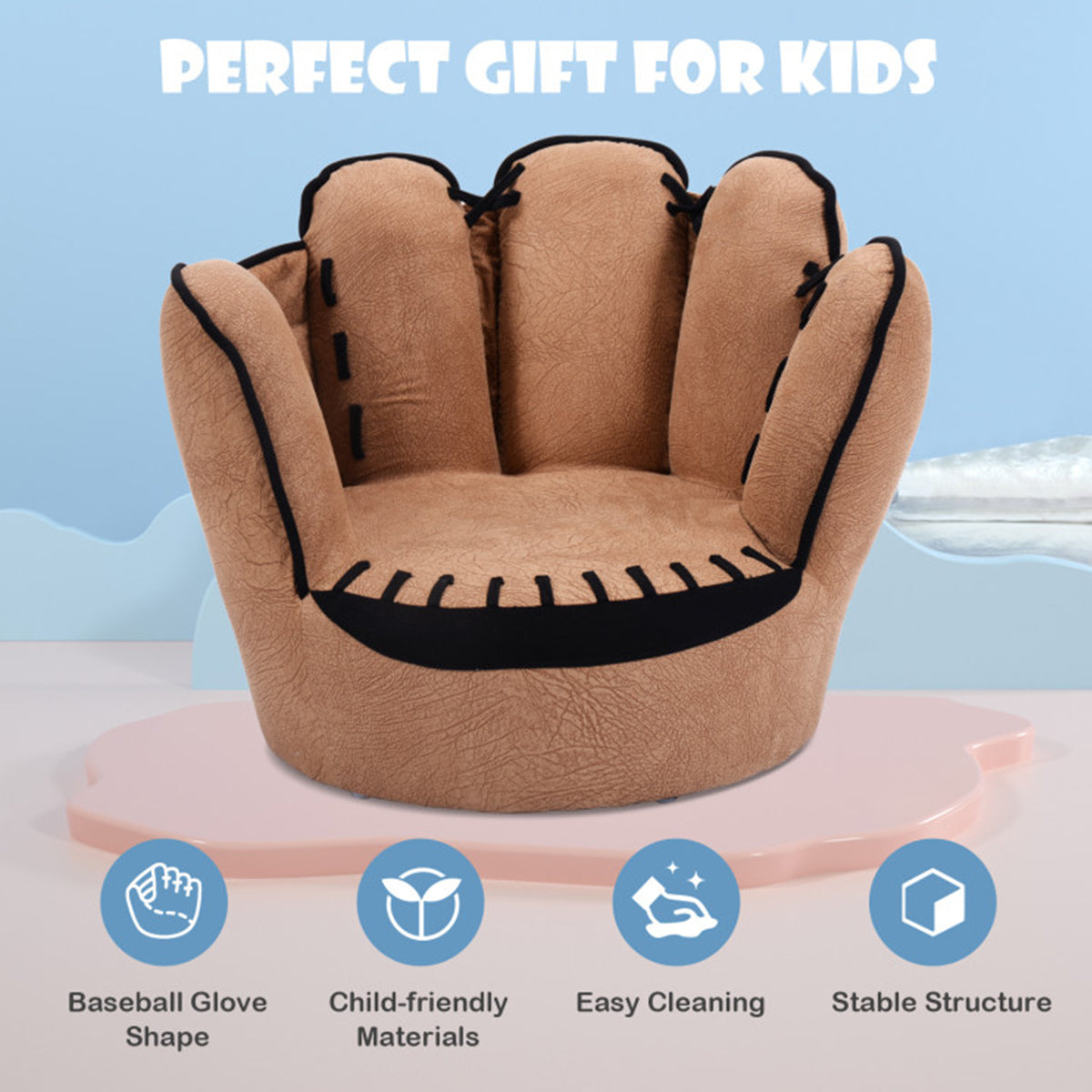 Baseball Glove Shaped Kids Upholstered Sofa
