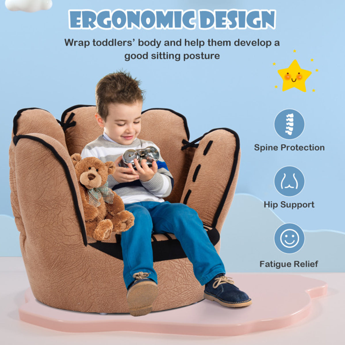 Baseball Glove Shaped Kids Upholstered Sofa