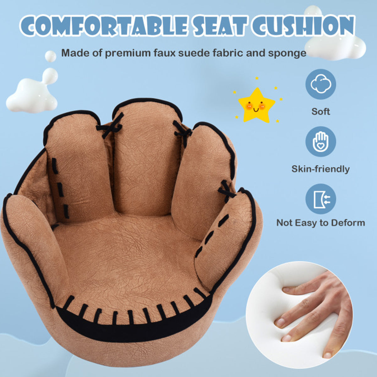 Baseball Glove Shaped Kids Upholstered Sofa