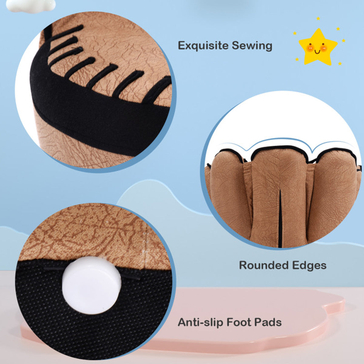 Baseball Glove Shaped Kids Upholstered Sofa