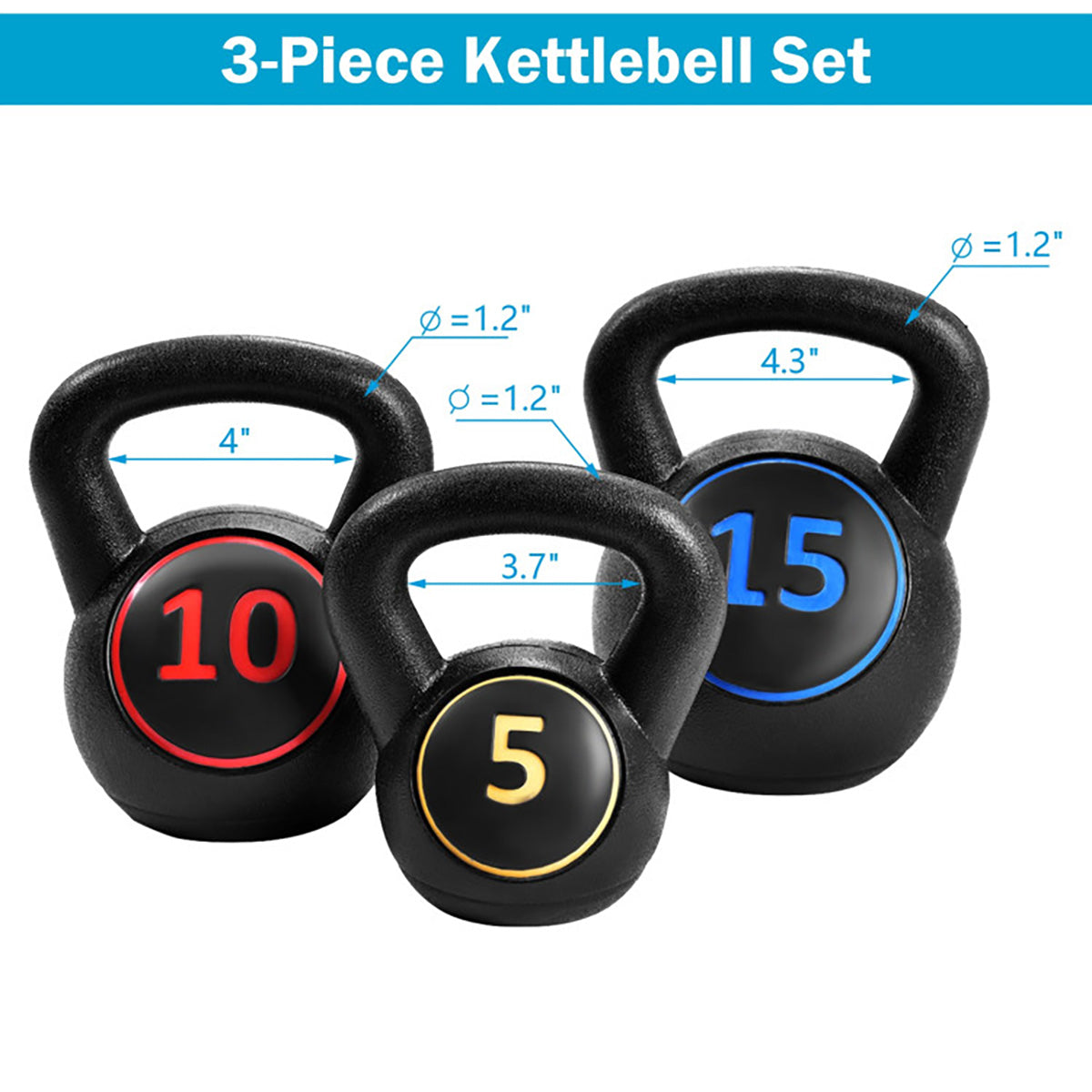 3-Piece Kettlebell Weights Set