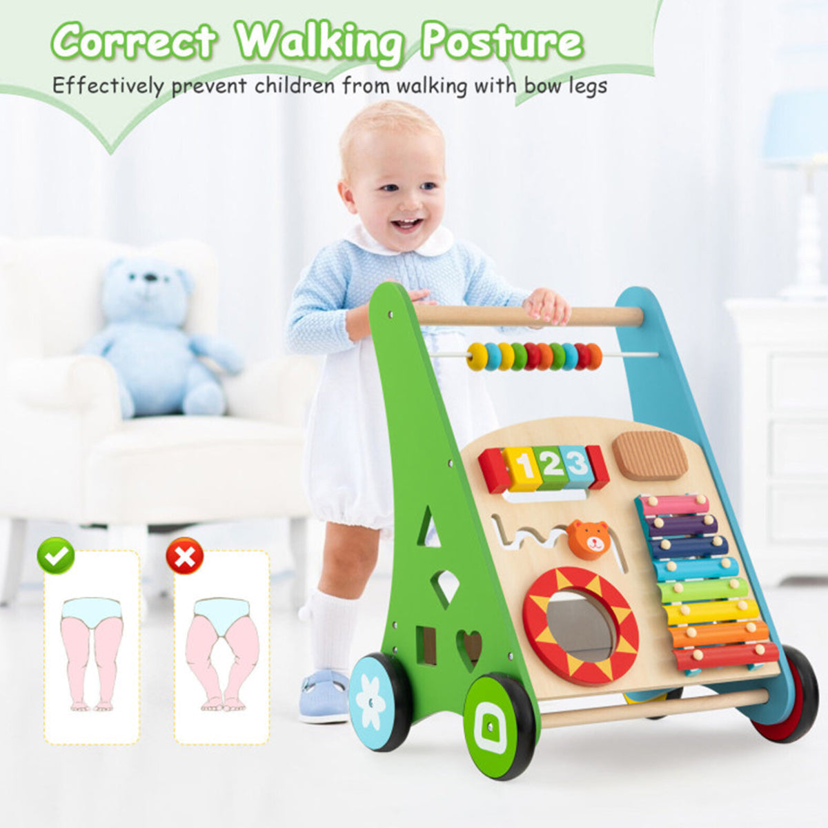 Wooden Push Walker Activity Center