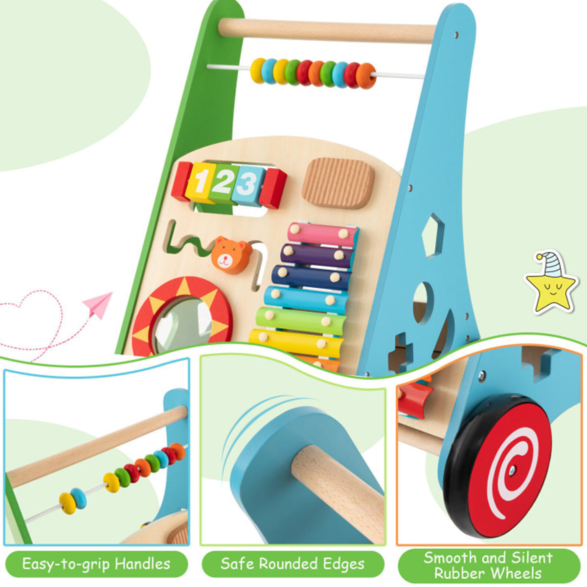 Wooden Push Walker Activity Center
