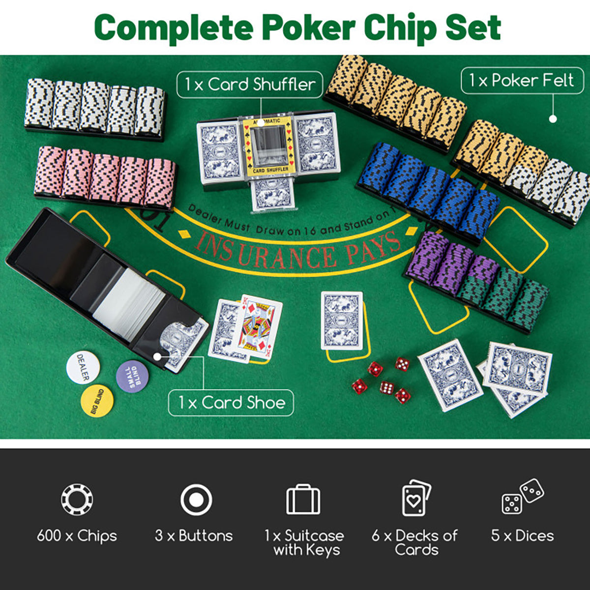 600-Piece Poker Chip and Game Set