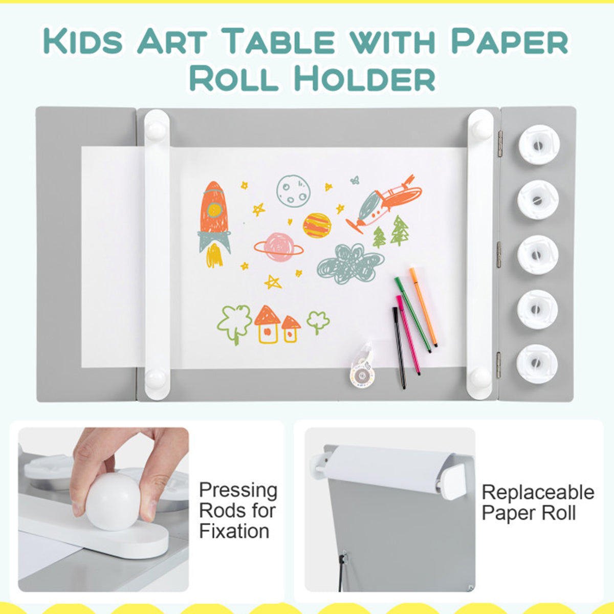2-in-1 Kids Art Table and Easel Set with Chairs