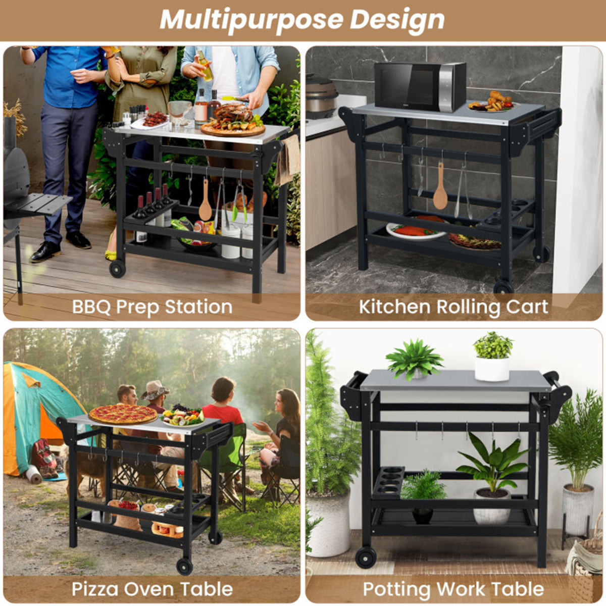 Movable Outdoor Food Prep Cart
