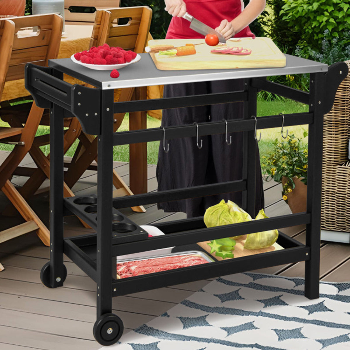 Movable Outdoor Food Prep Cart