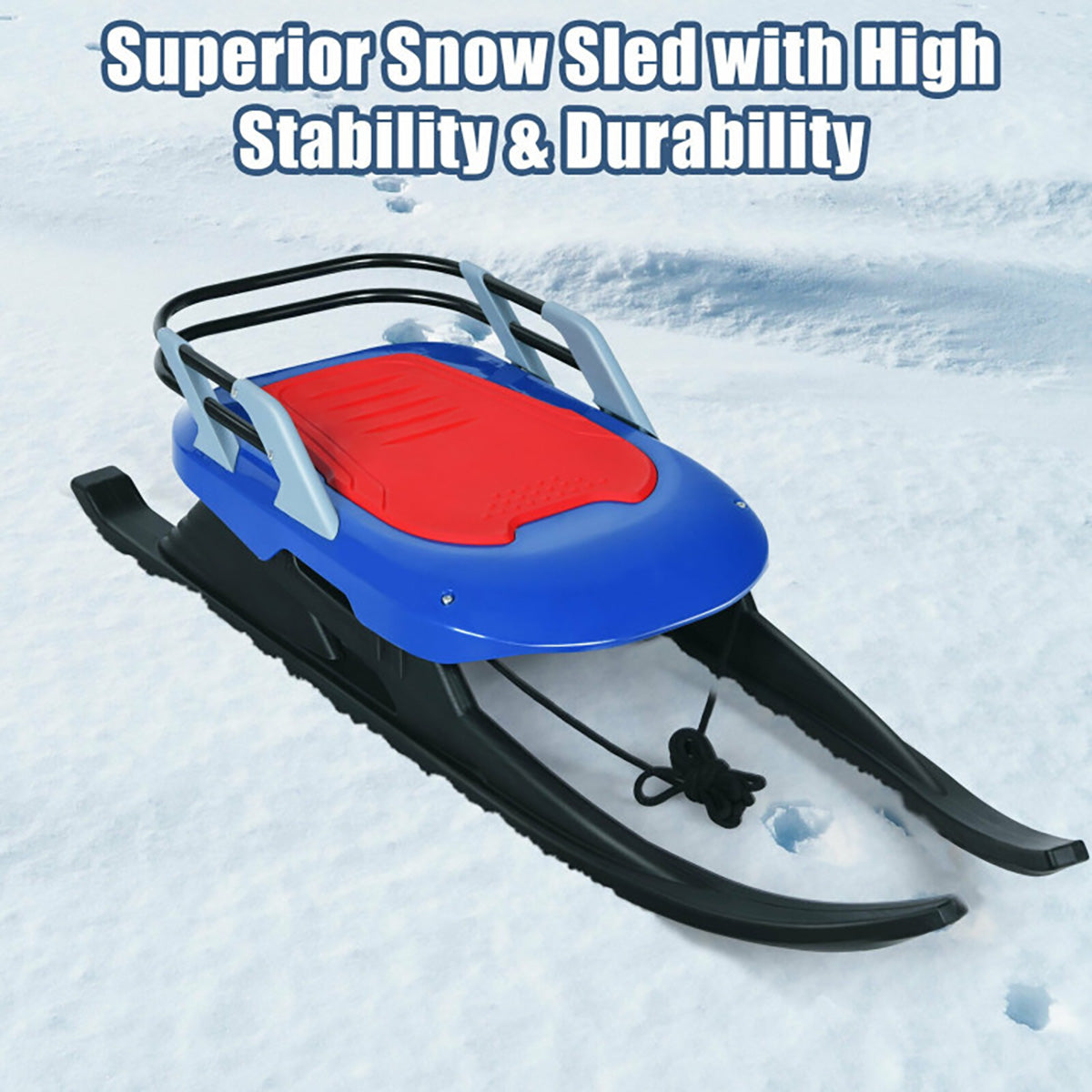 Kids Folding Metal Snow Sled with Pull Rope