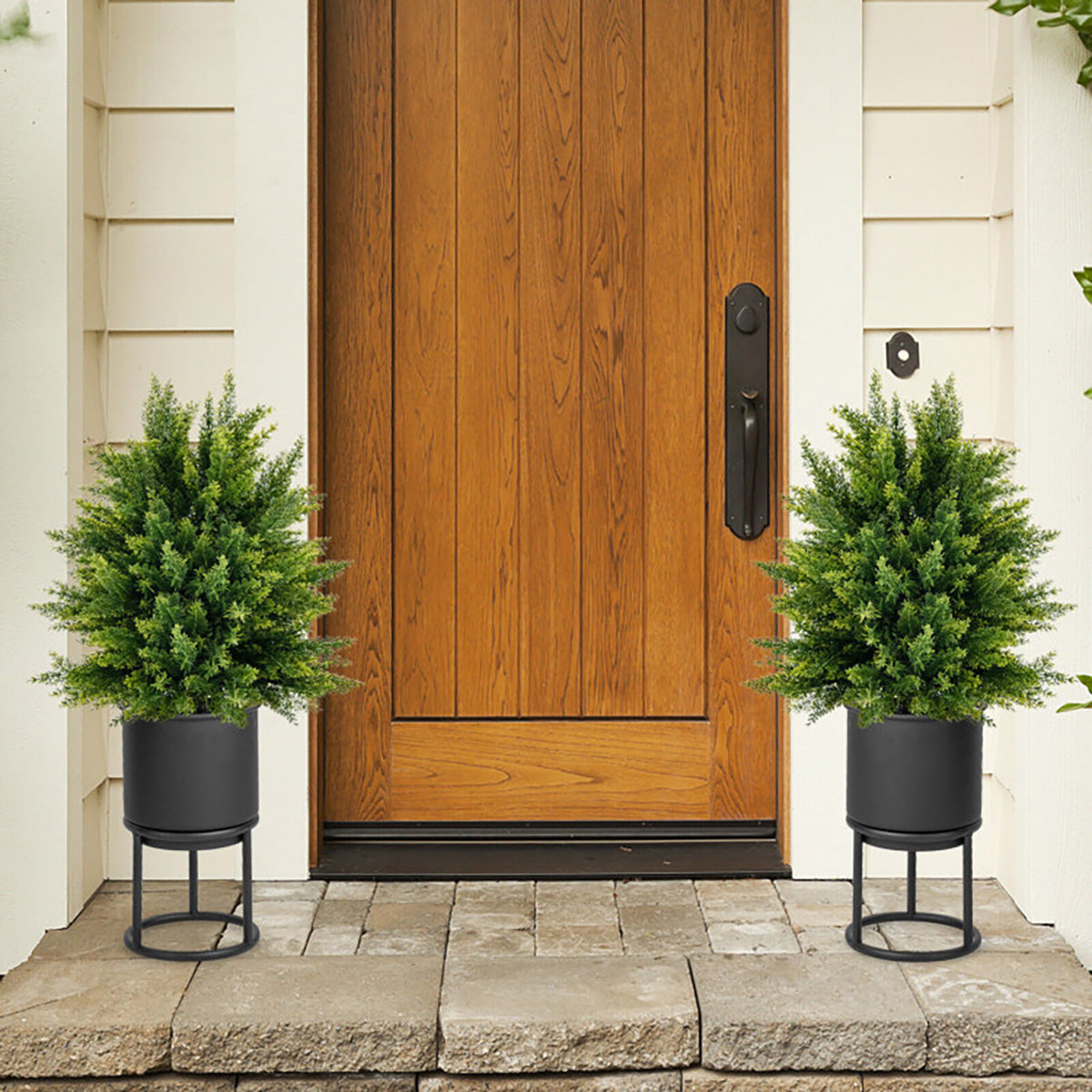 Artificial Cedar Topiary Ball Trees (Set of 2)