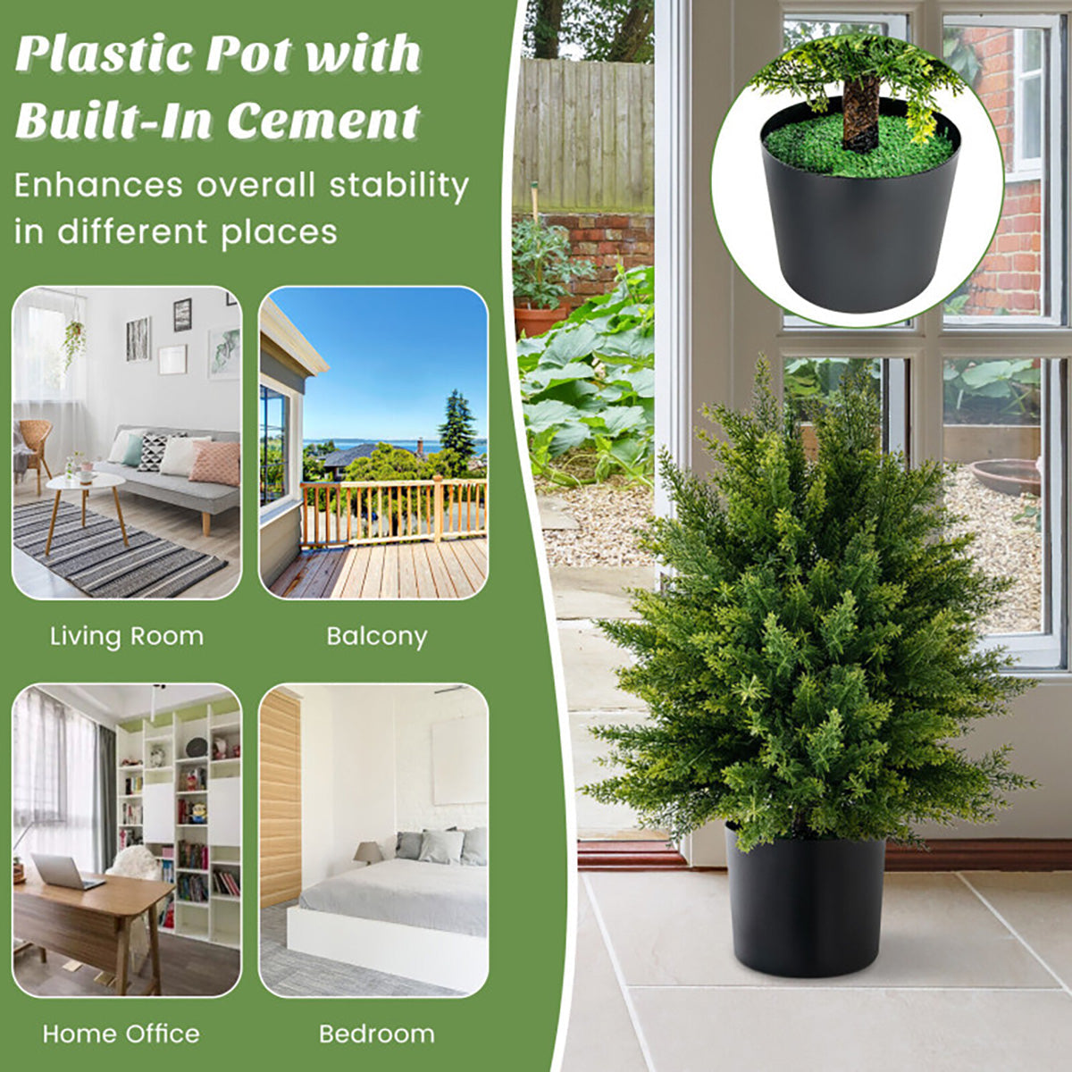 Artificial Cedar Topiary Ball Trees (Set of 2)