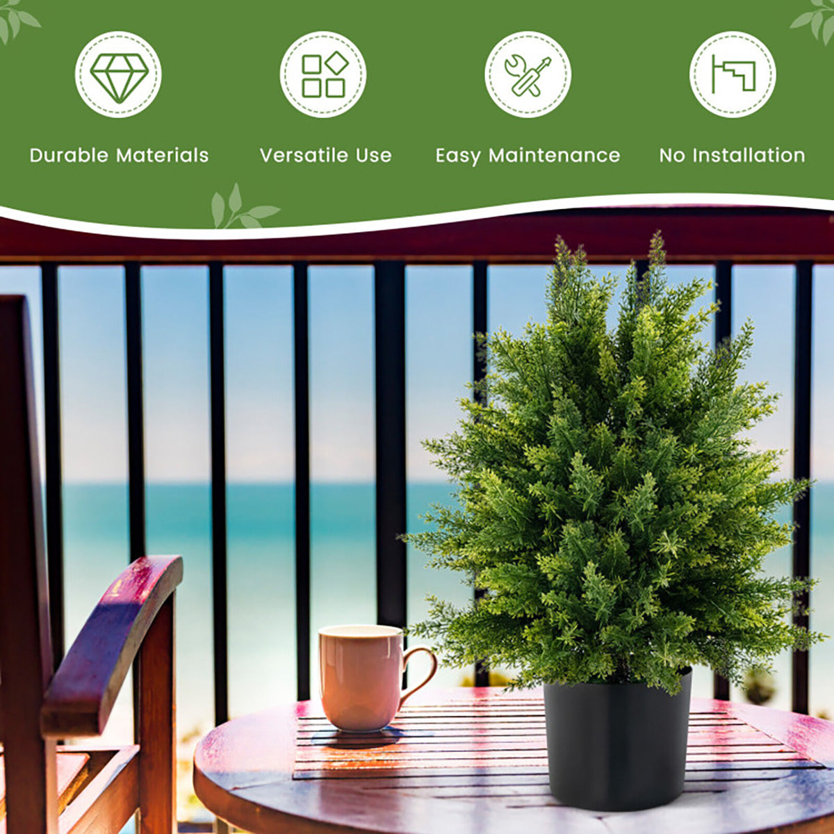 Artificial Cedar Topiary Ball Trees (Set of 2)