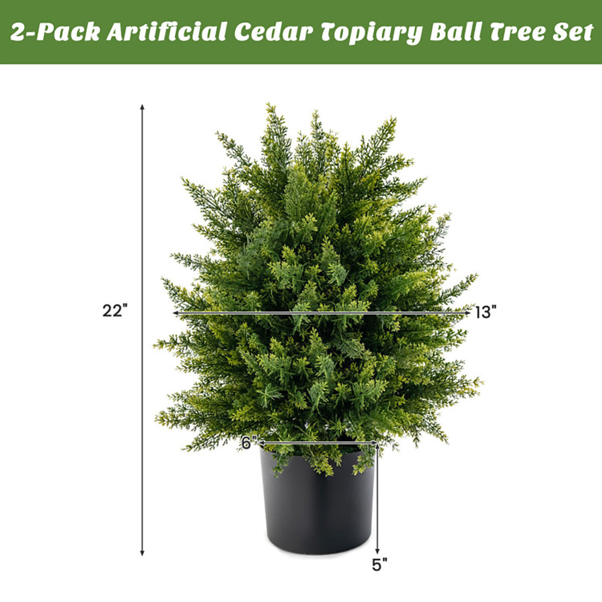 Artificial Cedar Topiary Ball Trees (Set of 2)