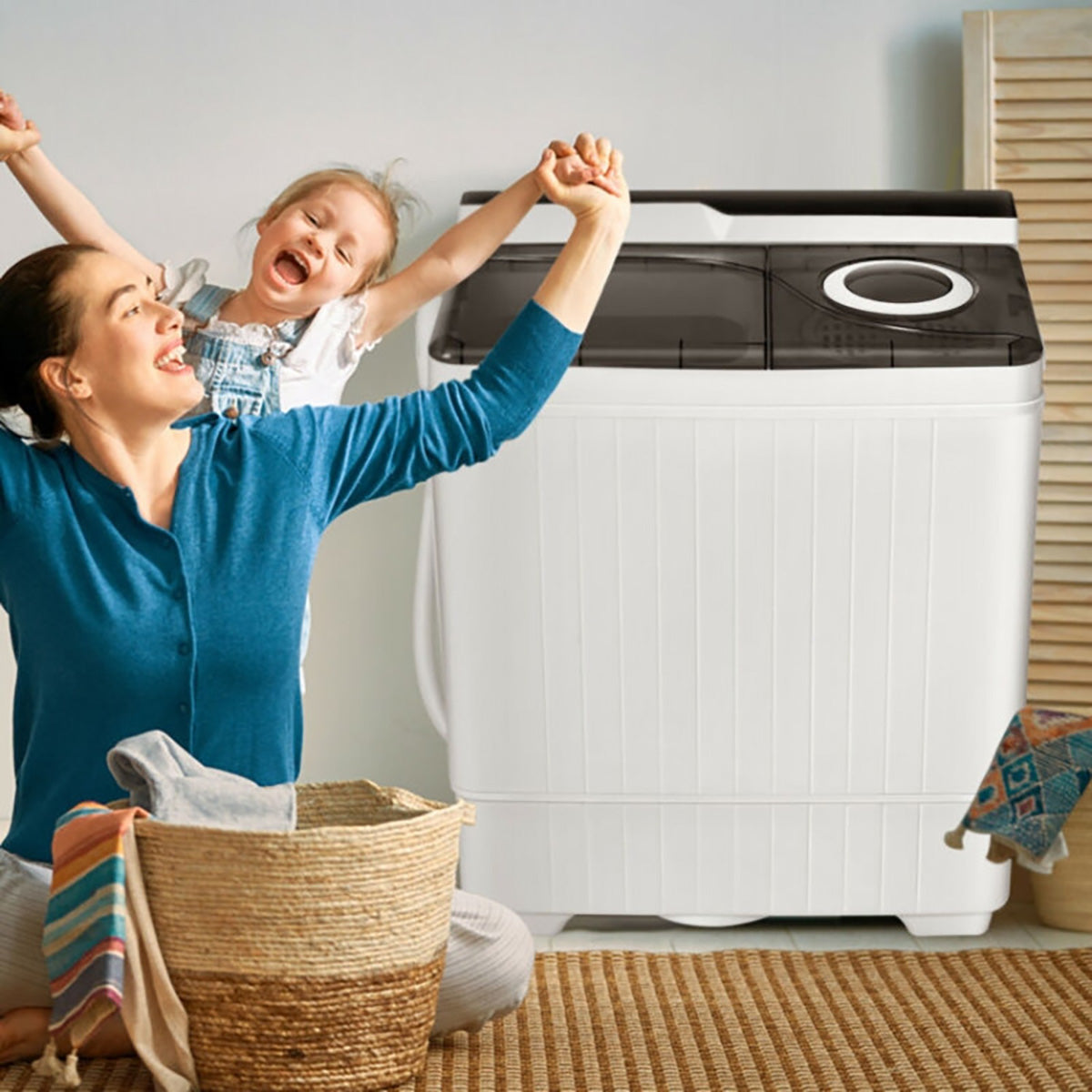 Portable Semi-Automatic Washing Machine with Built-in Drain Pump