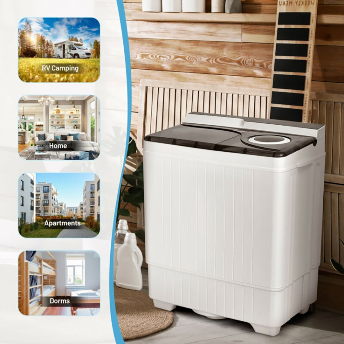Portable Semi-Automatic Washing Machine with Built-in Drain Pump