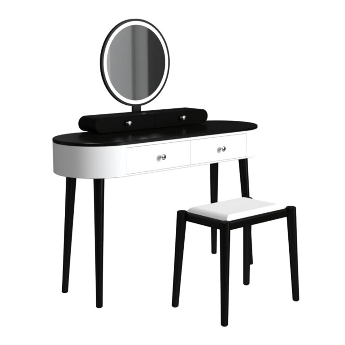Makeup Vanity Table Set with Stool and LED Mirror