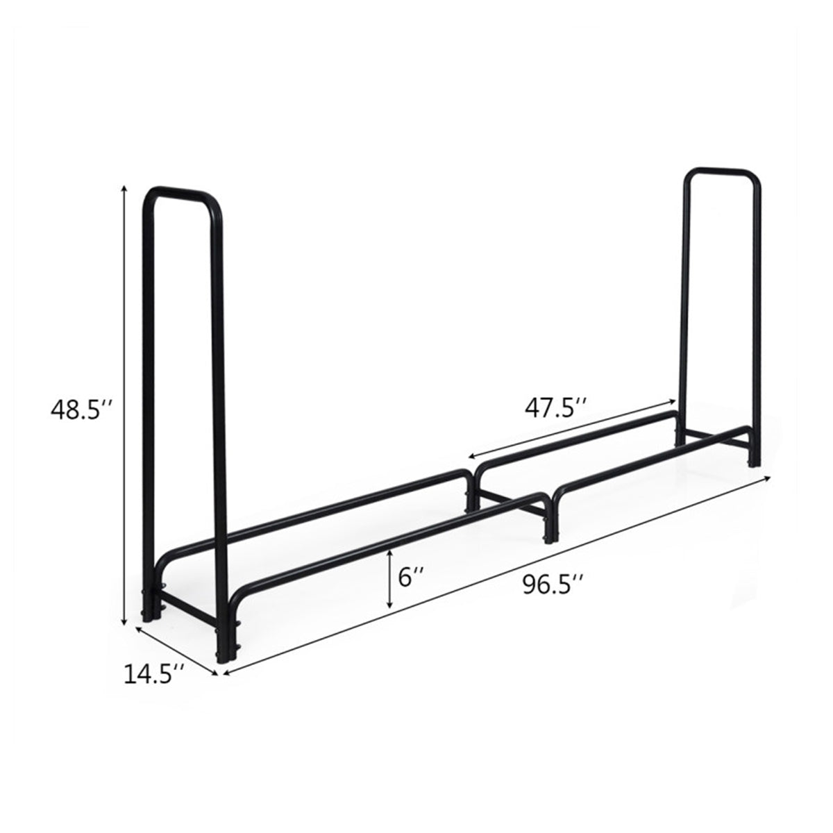 8' Outdoor Steel Firewood Log Rack