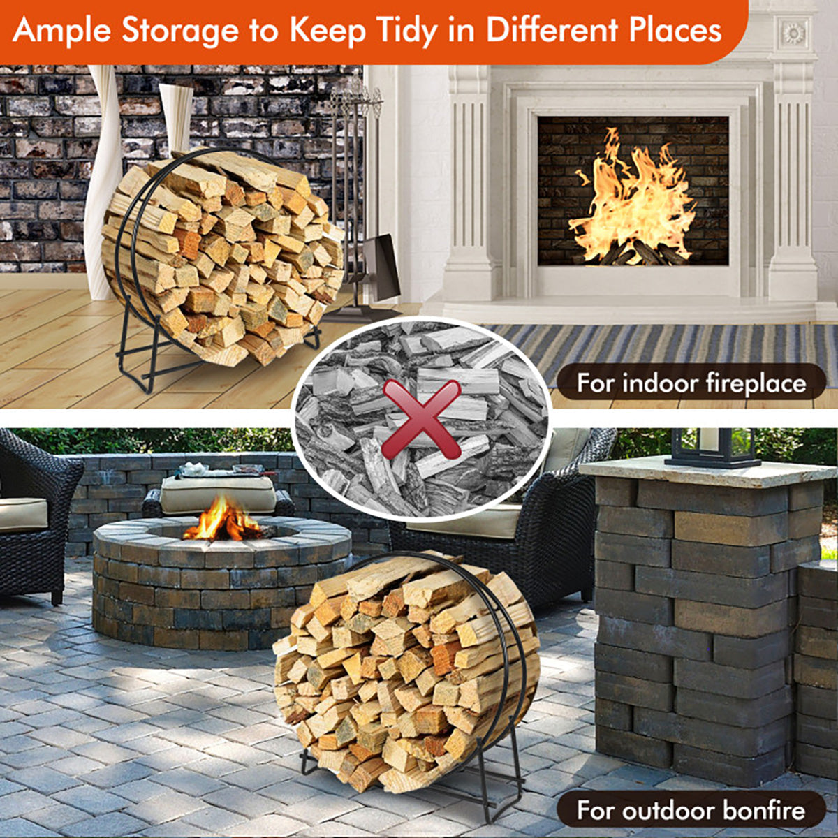 40'' Log Hoop Firewood Storage Rack