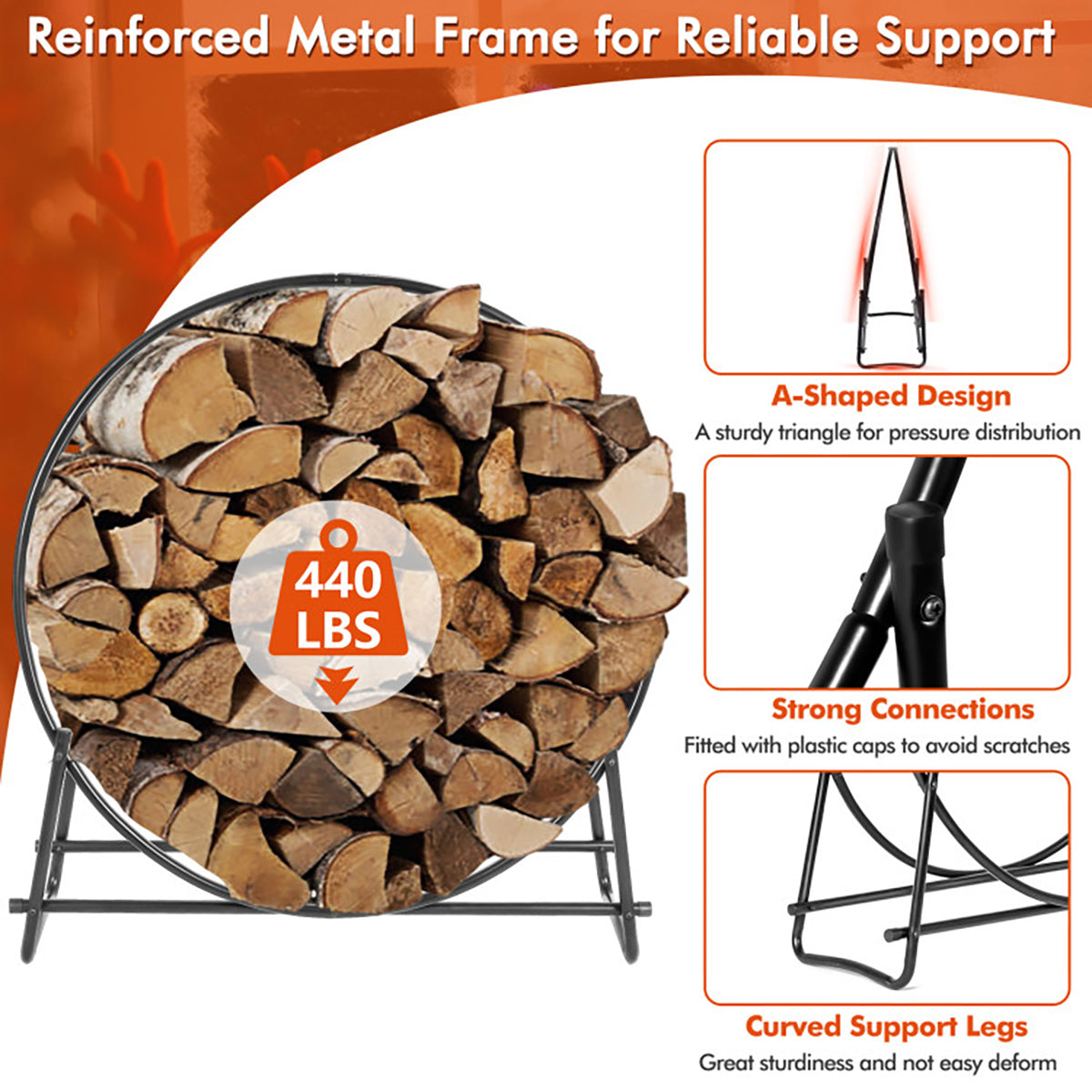 40'' Log Hoop Firewood Storage Rack