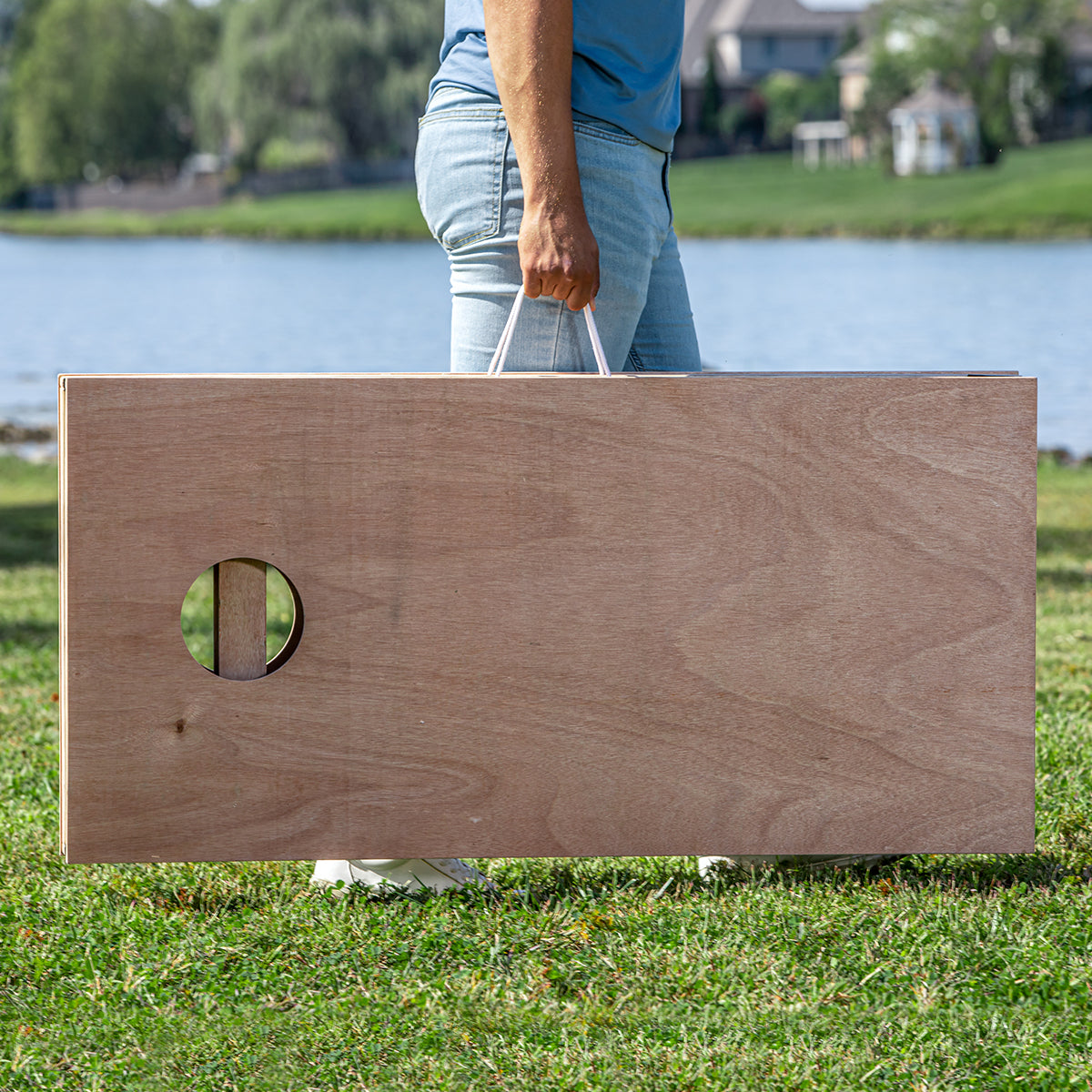 LED Wood Cornhole Set with Integrated Caddy